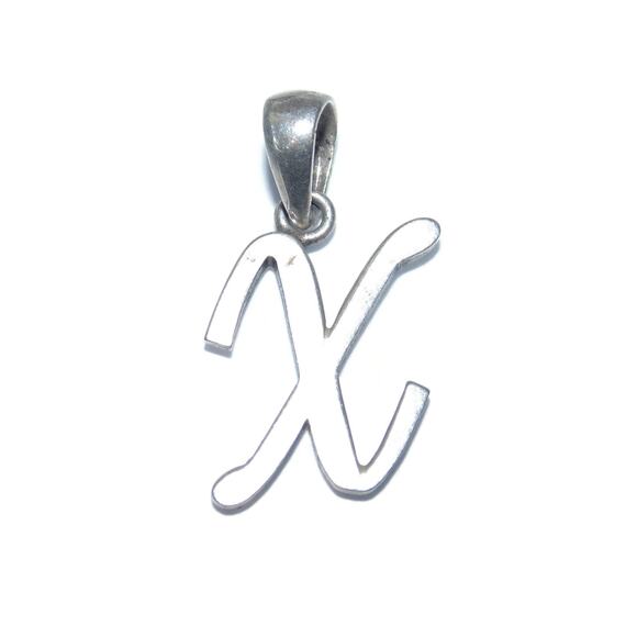 Vintage Sterling Silver Initial Pendant: Letter X or Y Charm - Picture 3 of 3